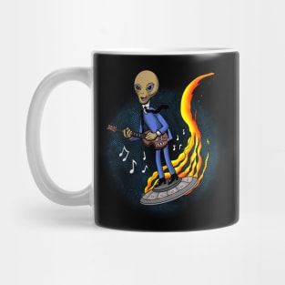 Retro Vintage Alien Bassist 60's Band Musician In Outer Space Mug